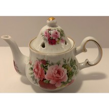 Formalities by Baum Bros Small 5” Mini Teapot Ivory Pink Red Victorian Rose - £13.41 GBP