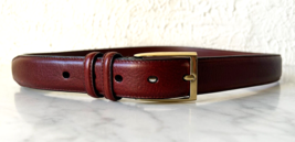 Brown Italian Leather Belt Brass Buckle 2 Keepers - Men&#39;s Size 42 - £30.24 GBP
