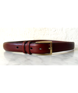 Brown Italian Leather Belt Brass Buckle 2 Keepers - Men&#39;s Size 42 - £28.73 GBP