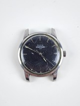 Vintage Elgin Sportsman Watch 17j Black Dial 34mm case Runs (slow) - $34.64