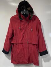 Liz Claiborne Jacket Women M Red Plaid Blanket Lined Hooded Chore Anorak... - $34.60