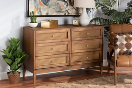 Nikita Ash Walnut and Rattan 6-Drawer Dresser - $8,257.56 MXN