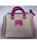 Victoria&#39;s Secret Bag Tote Purse Red Love Ed. Cream Canvas Pink Patent L... - $40.52 CAD