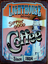 Lighthouse Coffee Java Cup of Joe Ocean Vintage Light House Metal Sign - £15.66 GBP