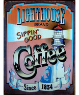 Lighthouse Coffee Java Cup of Joe Ocean Vintage Light House Metal Sign - £15.96 GBP