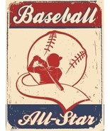 Baseball All Star Sports America Vintage Distressed Retro Metal Sign - £15.68 GBP