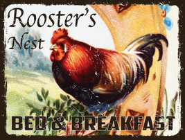 Rooster&#39;s Nest Breakfast Chicken Chick Country Farm Rooster Metal Sign - £13.32 GBP