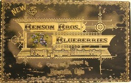 Rustic/Vintage Benson Bros. Blueberries Produce Fruit Advertisement Meta... - $20.00