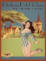 Grand Castle Pin Up Hotel Advertising Metal Sign - £15.65 GBP