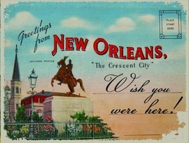 New Orleans Louisiana Jackson Statue Icon Tourist Postcard Travel USA Metal Sign - £13.54 GBP