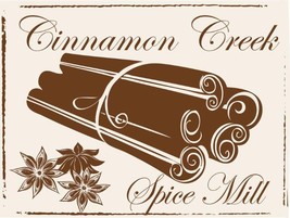 Cinnamon Creek Spice Mill Spices Food Baking Vintage Distressed Retro Me... - £18.92 GBP