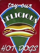 Delicious Hot Dogs Metal Sign - £13.47 GBP