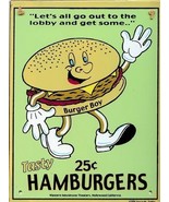 Hamburgers 25c Advertising Food Diner Restaurant Fastfood Rustic Vintage... - £19.77 GBP