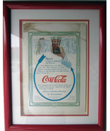 Original Circa Early 1930&#39;s Coca Cola Framed Advertisement 5 Cent - £392.36 GBP