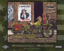 Harley Davidson &quot;Freedom Riders&quot; Scott Jacobs Laminated Art (Watch Video) - $350.00