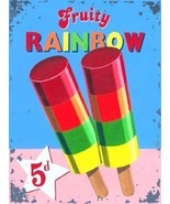 Fruity Rainbow Popsicle Ice Cream Icy Pole Summer Treat Frozen Metal Sign - £15.68 GBP