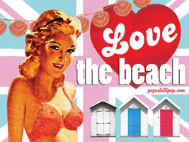 Love the Beach British Advertisement Vintage Retro Classic Metal Sign - £15.94 GBP