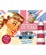 Love the Beach British Ice Cream Advertisement Vintage Retro Classic Met... - £15.94 GBP