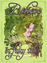 Believe in Faries Fairy with Toad Magic Pixie Metal Sign - £15.64 GBP