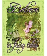 Believe in Faries Fairy with Toad Magic Pixie Metal Sign - £15.92 GBP