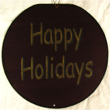 Happy Holidays Christmas Round Decorative Wall Metal Sign - £15.91 GBP