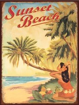Sunset Beach Tropical Island Paradsie Tropics Metal Sign - $16.95