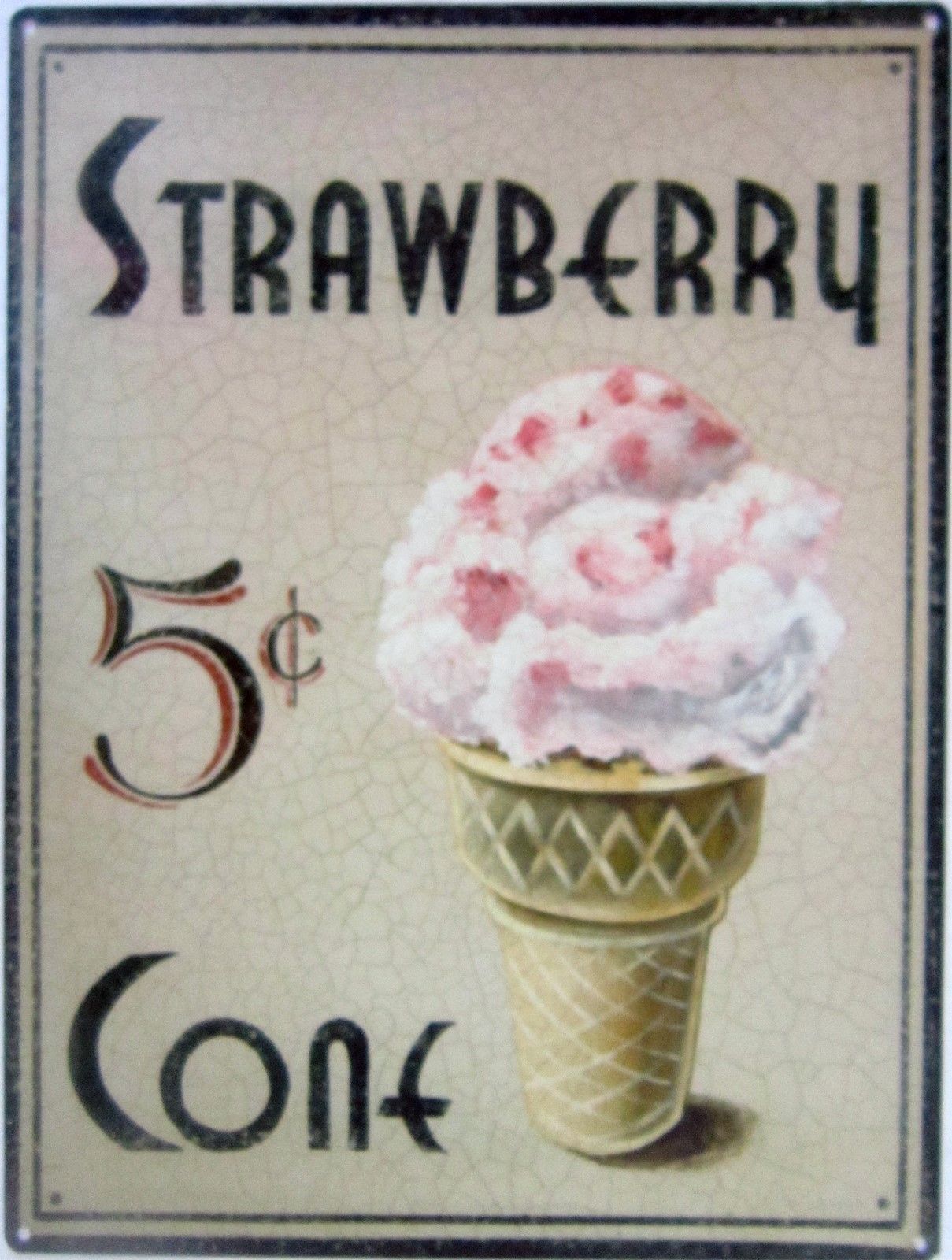 Primary image for Strawberry Cone Metal Sign