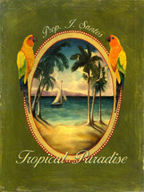 Tropical Paradise Birds Island Beach Metal Sign - £13.30 GBP