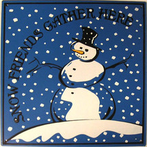 Snow Friends Snowmen Merry Christmas Holiday Winter Snowman Metal Sign - £12.00 GBP