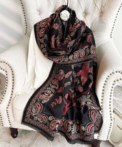 H.O.P.E Black &amp; Red Paisley Fringe Shawl One Size - $17.29