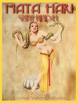 Mata Hari Zinfandel Wine Winery Advertisement Retro Classic Metal Sign - £13.40 GBP