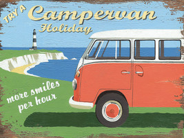 The Campervan Holiday Bug Bus Transportation Retro Metal Sign - £13.54 GBP
