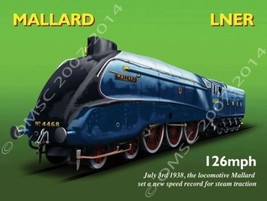 L.N.E.R. Railways Mallard Railroad Train Transportation Retro Metal Sign - $19.95