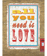 All You Need Is Love Music Inspiration Motivational Retro Metal Sign - £15.68 GBP