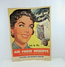 Air Force Reserve Sign VTG Cardboard That&#39;s My Guy Tacoma Center 1955 Mi... - $96.57