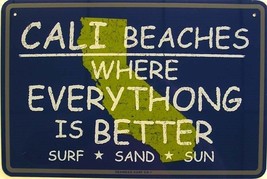 California Sand Surf Fun Beach Ocean Aluminum Sign - £20.08 GBP