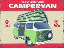 Bay Window Camper Van Bug Bus Transportation Retro Metal Sign - $24.95