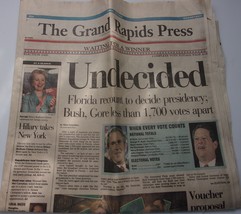 Vintage The Grand Rapids Press MI Bush &amp; Gore Win Undecided Nov 2000 - £3.13 GBP