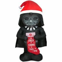 Gemmy Star Wars Airblown Tall Darth Vader with Santa Hat and Stocking 5 Foot - £54.26 GBP