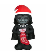 Gemmy Star Wars Airblown Tall Darth Vader with Santa Hat and Stocking 5 ... - £54.40 GBP