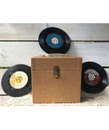 Vtg 45 Record Case Disc Mate caddy holder carrier purse + 3 Records Inse... - $46.91 CAD