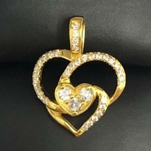 0.50 Ct Brilliant Real Moissanite Heart Promise Pendant 14k Yellow Gold Plated - $93.49