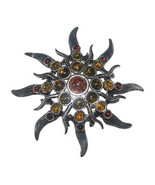 Sterling Silver and Multicolored Baltic Amber Sun Pin Brooch or Pendant ... - €38,76 EUR