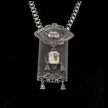 Antique Bookchain necklace Vintage Fabulous Mucha Goddess portrait Watch Fob mes - £339.72 GBP