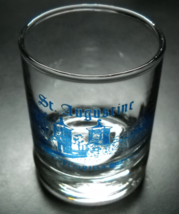 St Augustine Florida Shot Glass Candle Holder Clear Glass with Blue Illu... - $8.99