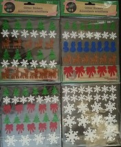 CHRISTMAS GLITTER STICKERS Bows Reindeer Snowflakes Snowmen Trees SELECT... - $2.99