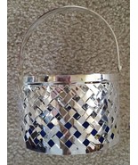 Round Silver Plated Basket With Blue Silver Cloth Lining 3 1/4&quot; High 5&quot; ... - £2.80 GBP