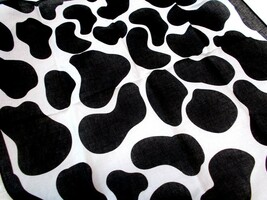 WHITE &amp; BLACK FUN COW PRINT FARM ANIMAL BANDANA HEAD WRAP SCARF MOO HANK... - $3.99