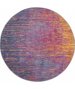 8 Blue And Pink Round Abstract Power Loom Area Rug - $316.83 CAD