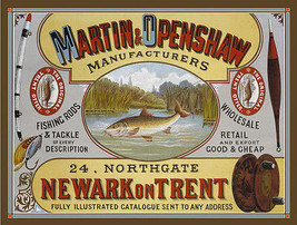 Martin &amp; Openshaw Fishing Tackle British Metal Sign - $16.95